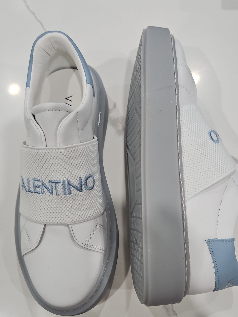 Valentino White & Light Blue Slip-On Sneaker Never Used